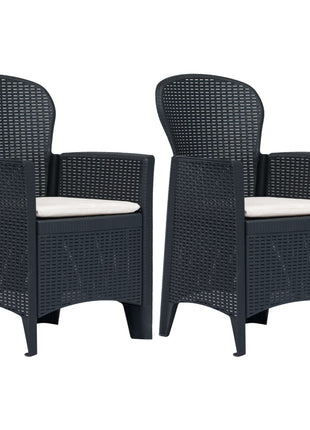 Tuinstoelen 2 st met kussen rattan-look kunststof antraciet