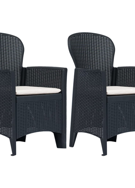 Tuinstoelen 2 st met kussen rattan-look kunststof antraciet