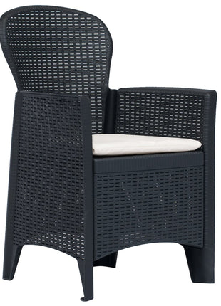 Tuinstoelen 2 st met kussen rattan-look kunststof antraciet
