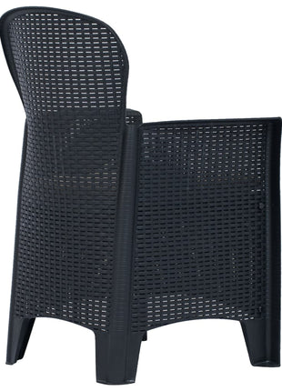 Tuinstoelen 2 st met kussen rattan-look kunststof antraciet