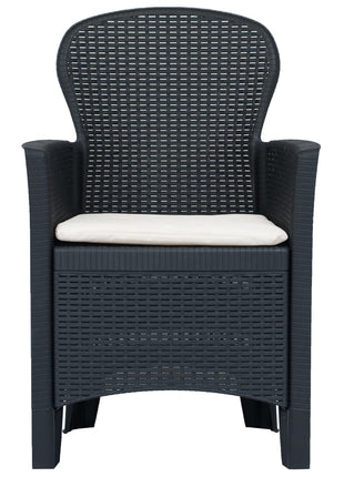 Tuinstoelen 2 st met kussen rattan-look kunststof antraciet