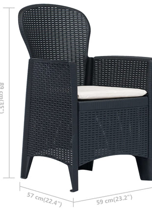 Tuinstoelen 2 st met kussen rattan-look kunststof antraciet