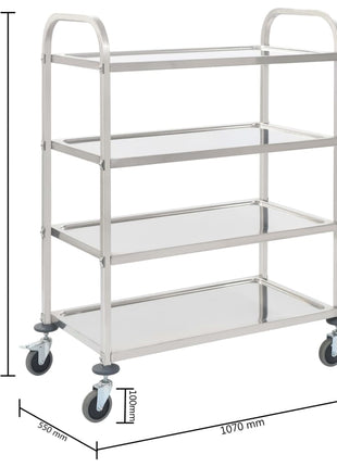 Keukentrolley 4-Laags 107X55X125 Cm Roestvrij Staal