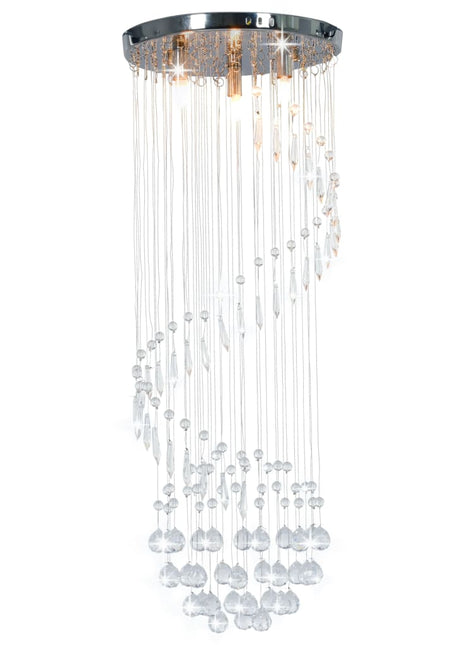 Plafondlamp Met Kristallen Kralen Spiraal G9 Zilverkleurig