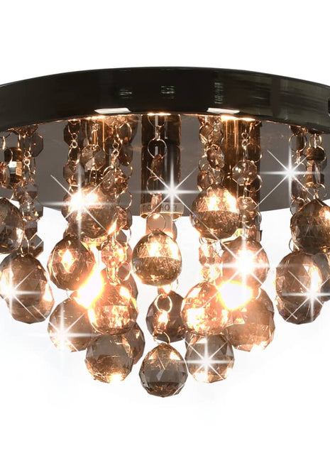 Plafondlamp met smoky kralen rond G9 zwart