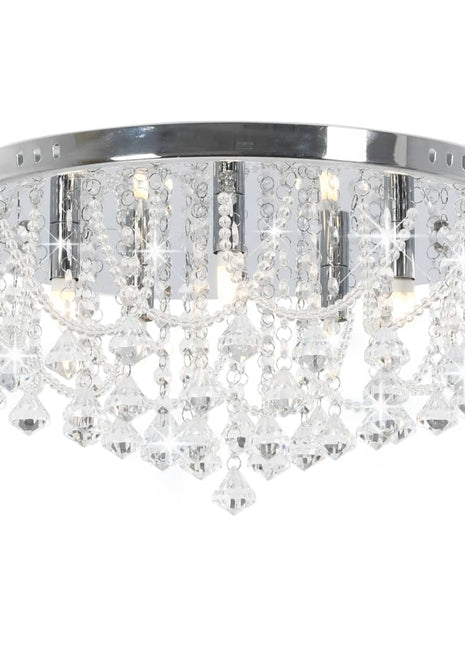 Plafondlamp met kristallen kralen rond 4xG9 zilverkleurig