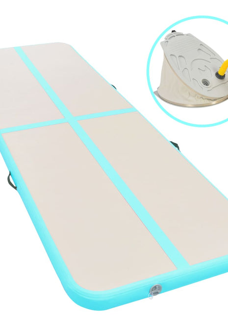Gymnastiekmat met pomp opblaasbaar 500x100x10 cm PVC groen