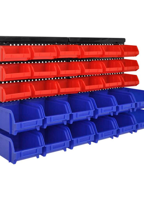 30-Delige Opbergrek Voor Aan De Wand Blauw En Rood