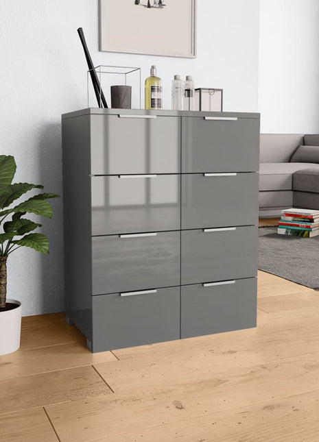 Dressoir 60x35x80 cm bewerkt hout hoogglans grijs