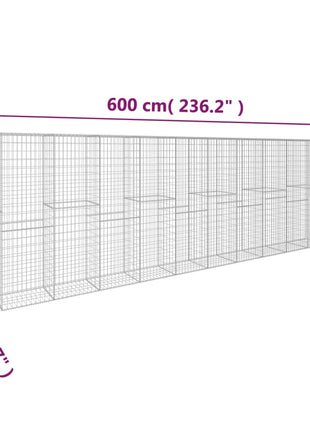 Schanskorfmuur met deksel 600x50x200 cm gegalvaniseerd staal