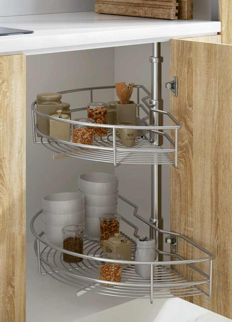 Draadmand keuken 2-laags 180 graden 75x38x80 cm zilverkleurig