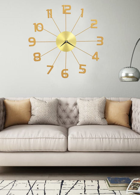 Wandklok 50 cm metaal goudkleurig