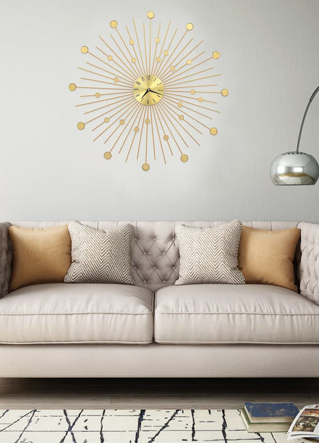 Wandklok 70 cm metaal goudkleurig