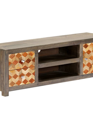 Tv-Meubel 120X30X40 Cm Massief Mangohout Grijs
