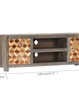 Tv-Meubel 120X30X40 Cm Massief Mangohout Grijs