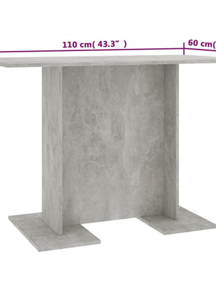 Eettafel 110x60x75 cm bewerkt hout betongrijs
