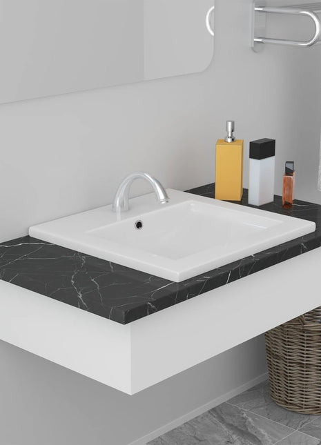 Inbouwwastafel 101X39,5X18,5 Cm Keramiek Wit