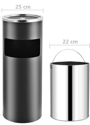 Asbak/prullenbak Hotel 30 L staal grijs