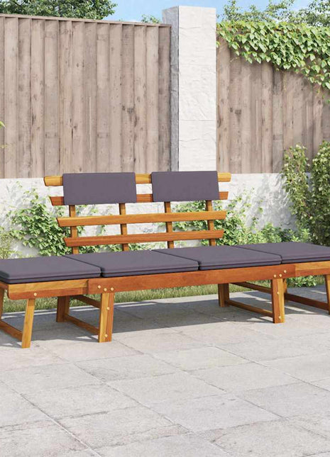Ligbed Met Kussen 2-In-1 190 Cm Massief Acaciahout Bruin En Grijs
