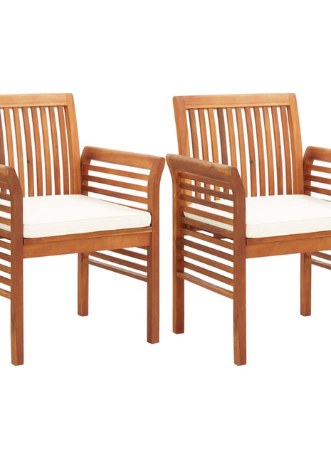 Tuinstoelen 2 st met kussens massief acaciahout