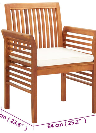 Tuinstoelen 2 st met kussens massief acaciahout