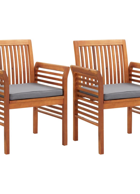Tuinstoelen 2 st met kussens massief acaciahout