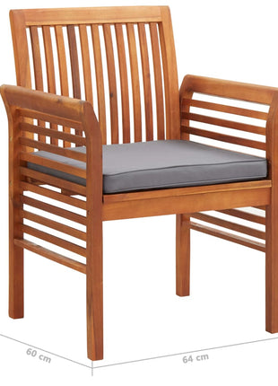 Tuinstoelen 2 st met kussens massief acaciahout