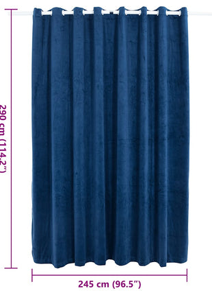 Gordijn Verduisterend Met Ringen 290X245 Cm Fluweel Blauw