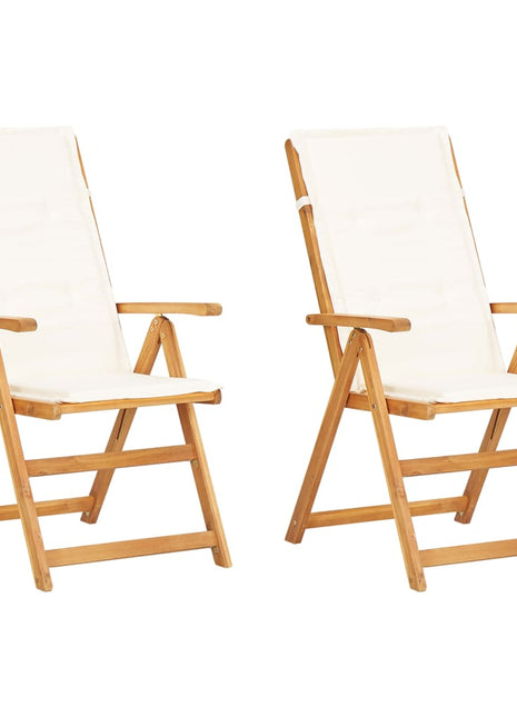 Tuinstoelen 2 st verstelbaar massief acaciahout bruin