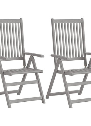 Tuinstoelen 2 st verstelbaar massief acaciahout grijs