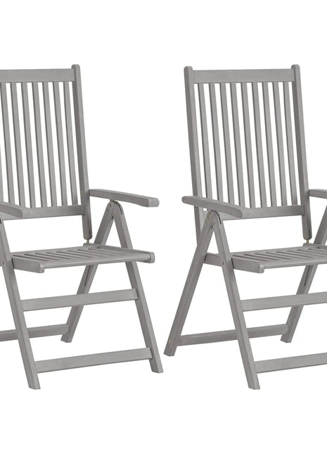 Tuinstoelen 2 st verstelbaar massief acaciahout grijs