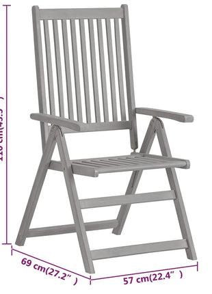Tuinstoelen 2 st verstelbaar massief acaciahout grijs