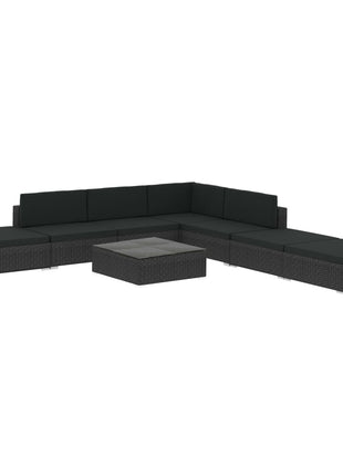 8-Delige Loungeset Met Kussens Poly Rattan Zwart