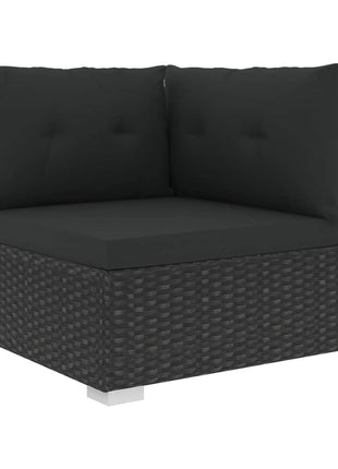 10-Delige Loungeset Met Kussens Poly Rattan Zwart
