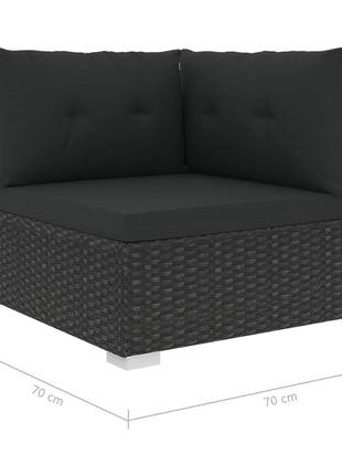 10-Delige Loungeset Met Kussens Poly Rattan Zwart