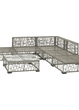 6-Delige Loungeset Met Kussens Poly Rattan Grijs
