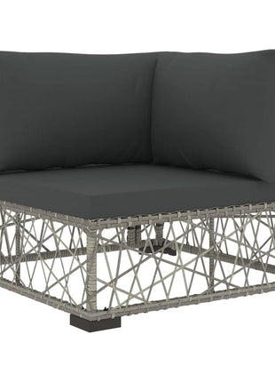 6-Delige Loungeset Met Kussens Poly Rattan Grijs
