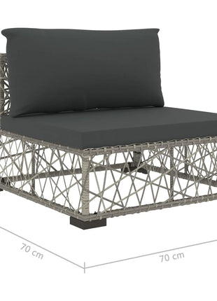 6-Delige Loungeset Met Kussens Poly Rattan Grijs