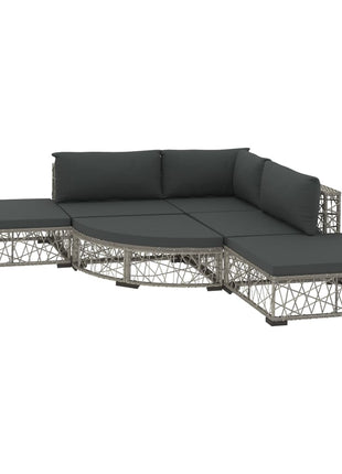 6-Delige Loungeset Met Kussens Poly Rattan Grijs