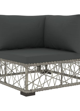 6-Delige Loungeset Met Kussens Poly Rattan Grijs