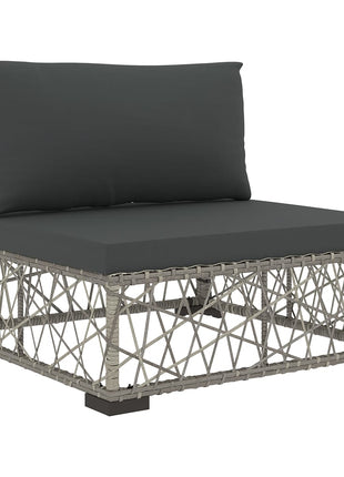 5-Delige Loungeset Met Kussens Poly Rattan Grijs
