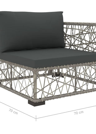 5-Delige Loungeset Met Kussens Poly Rattan Grijs