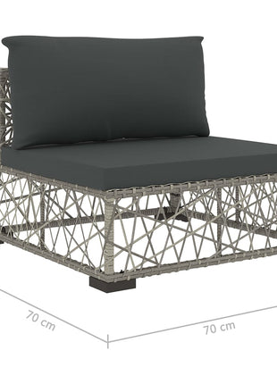 5-Delige Loungeset Met Kussens Poly Rattan Grijs