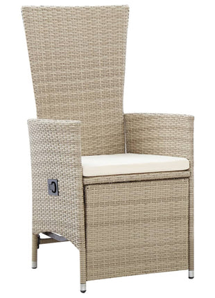 Tuinstoelen 2 st verstelbaar met kussens poly rattan beige