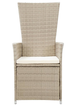 Tuinstoelen 2 st verstelbaar met kussens poly rattan beige
