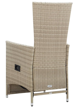 Tuinstoelen 2 st verstelbaar met kussens poly rattan beige