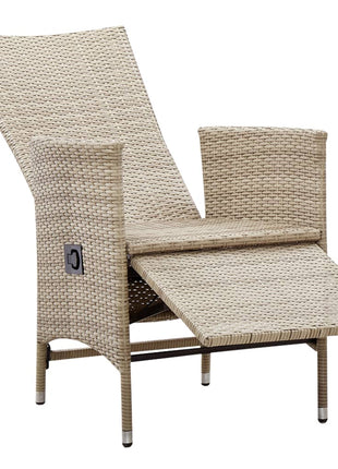 Tuinstoelen 2 st verstelbaar met kussens poly rattan beige
