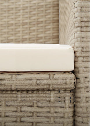 Tuinstoelen 2 st verstelbaar met kussens poly rattan beige