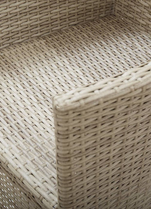Tuinstoelen 2 st verstelbaar met kussens poly rattan beige