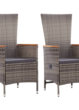 Tuinstoelen 2 st met kussens poly rattan grijs